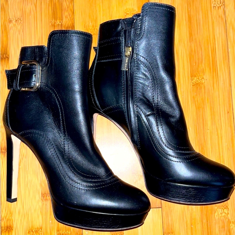 Jimmy Choo black leather platform boots